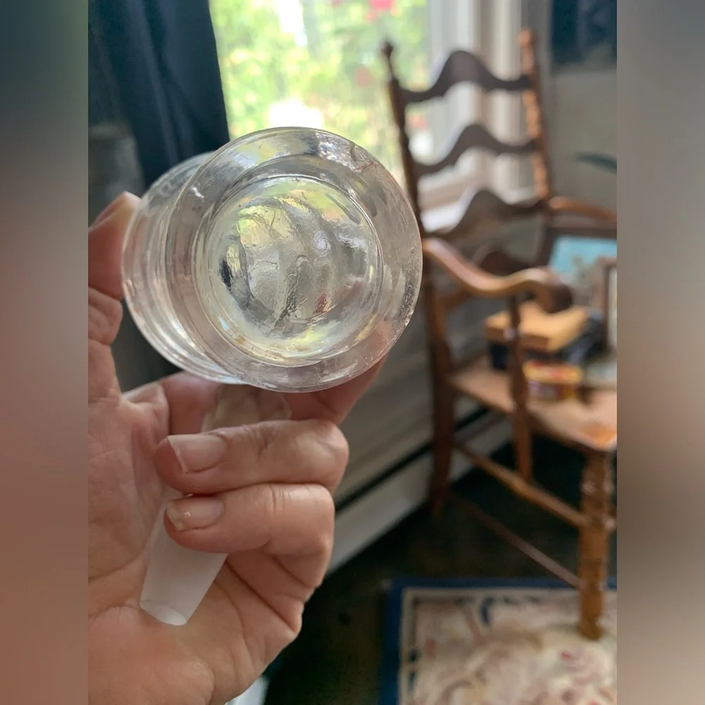 Vintage Decanter Glass Crystal Stopper 8” Etched Glass
